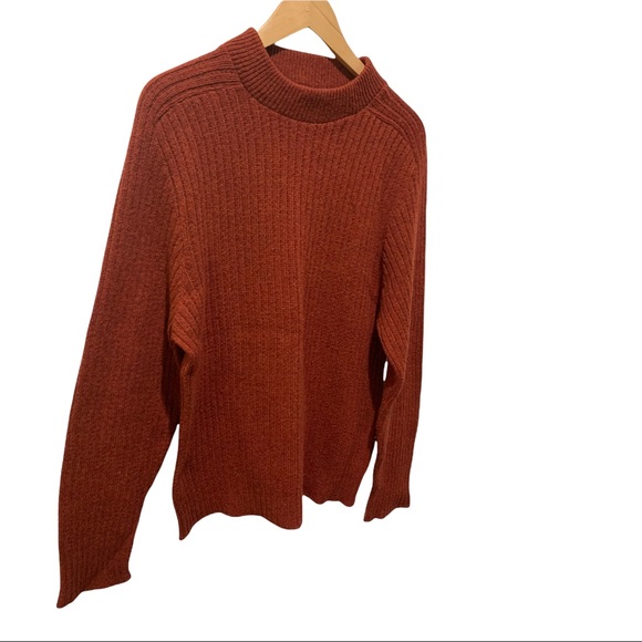 ROBERT BRUCE RUSTIC ORANGE RIBBED SHETLAND WOOL BLEND LONG SLEEVE SWEATER SZ MED - Picture 6 of 14